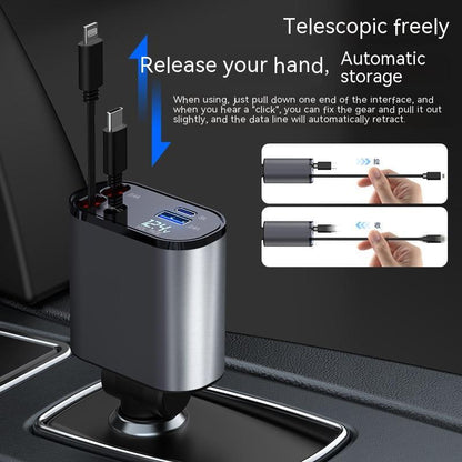 All-Metal 100W Car Charger — Dual USB + Type-C Super Fast Charging Adapter