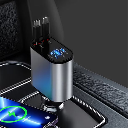 All-Metal 100W Car Charger — Dual USB + Type-C Super Fast Charging Adapter